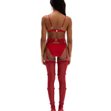 Pończochy/ Stockings Mesh Bow Red