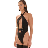 Charm One Piece Swimsuit Black