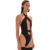 Charm One Piece Swimsuit Black