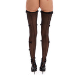 Pończochy/ Stockings Mesh Bow Black