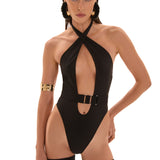 Charm One Piece Swimsuit Black